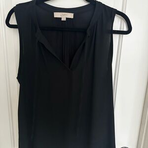 LOFT Black Sleeveless Blouse with tie V-neck. Size Medium